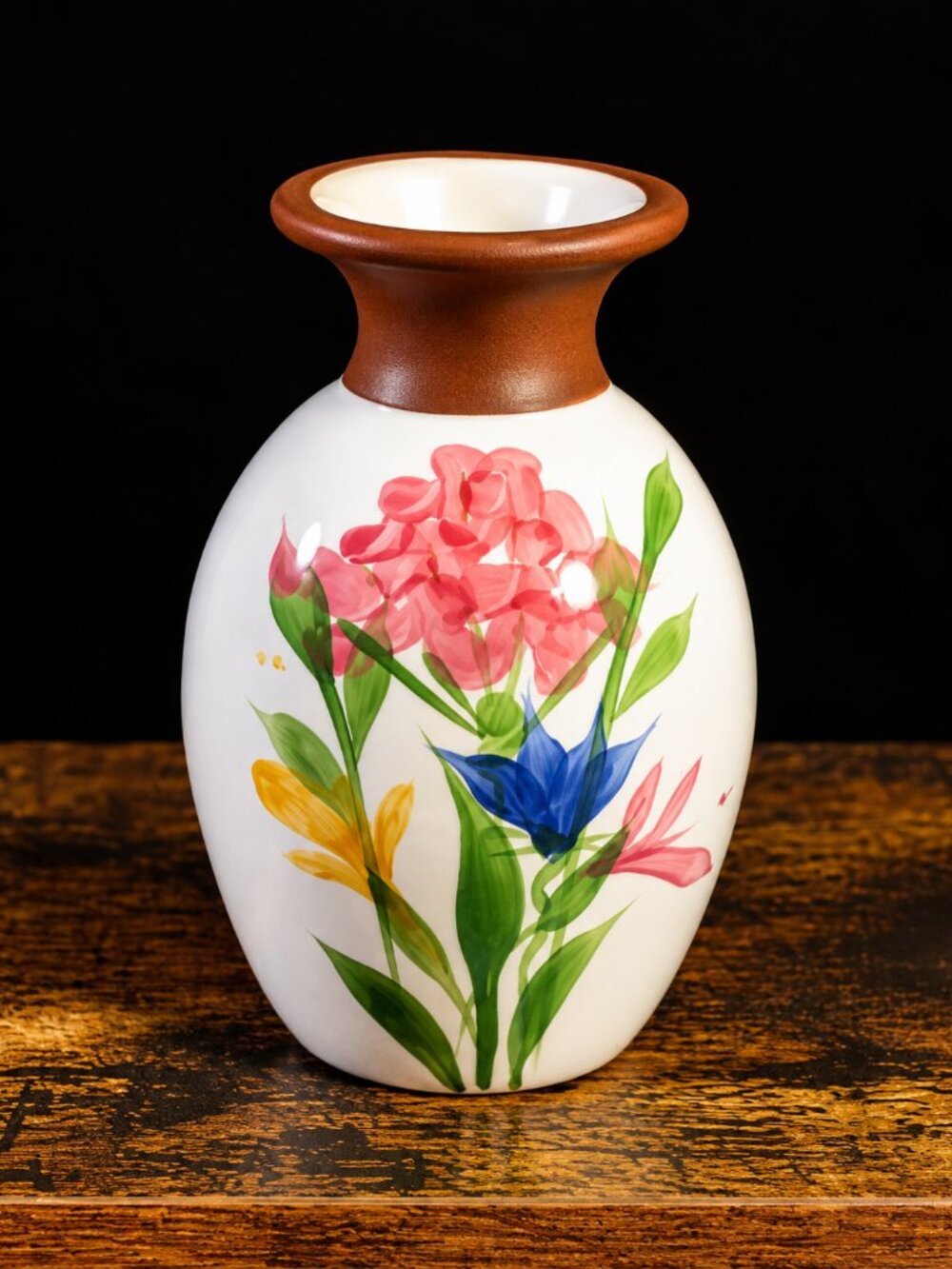 Emerson Creek Pottery Bedford Virginia Hand Painted Floral Art Pottery Vase